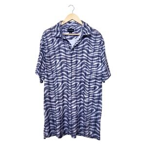 Chase 54 Mens XL Blue White Abstract Zebra Print Performance Golf Polo Shirt